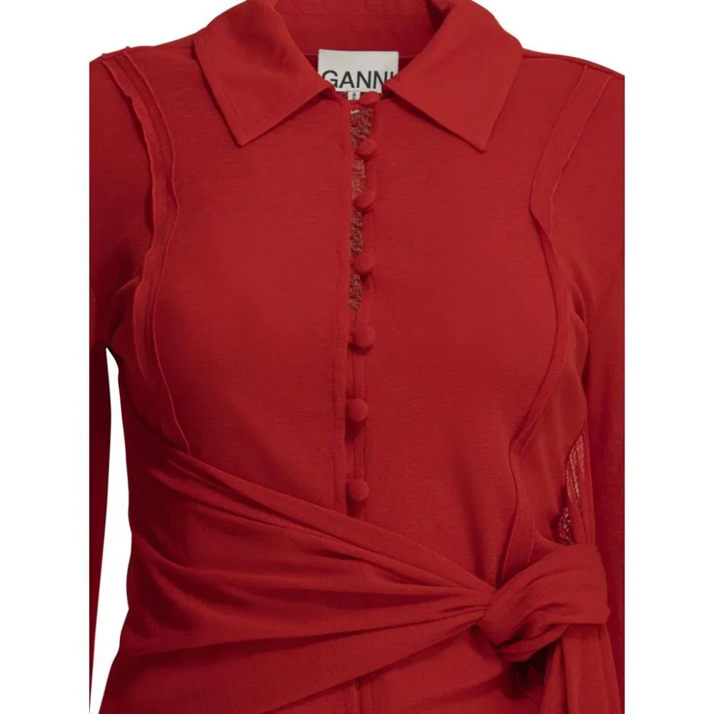 Ganni Polo Shirt With Buttons Tag Size 38 Women - Picture 3 of 4